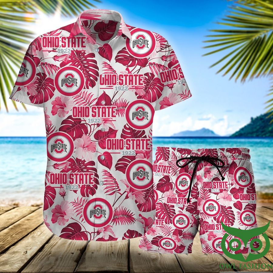 5 Ohio State Team Logo Red Leaves Hawaiian Shirt