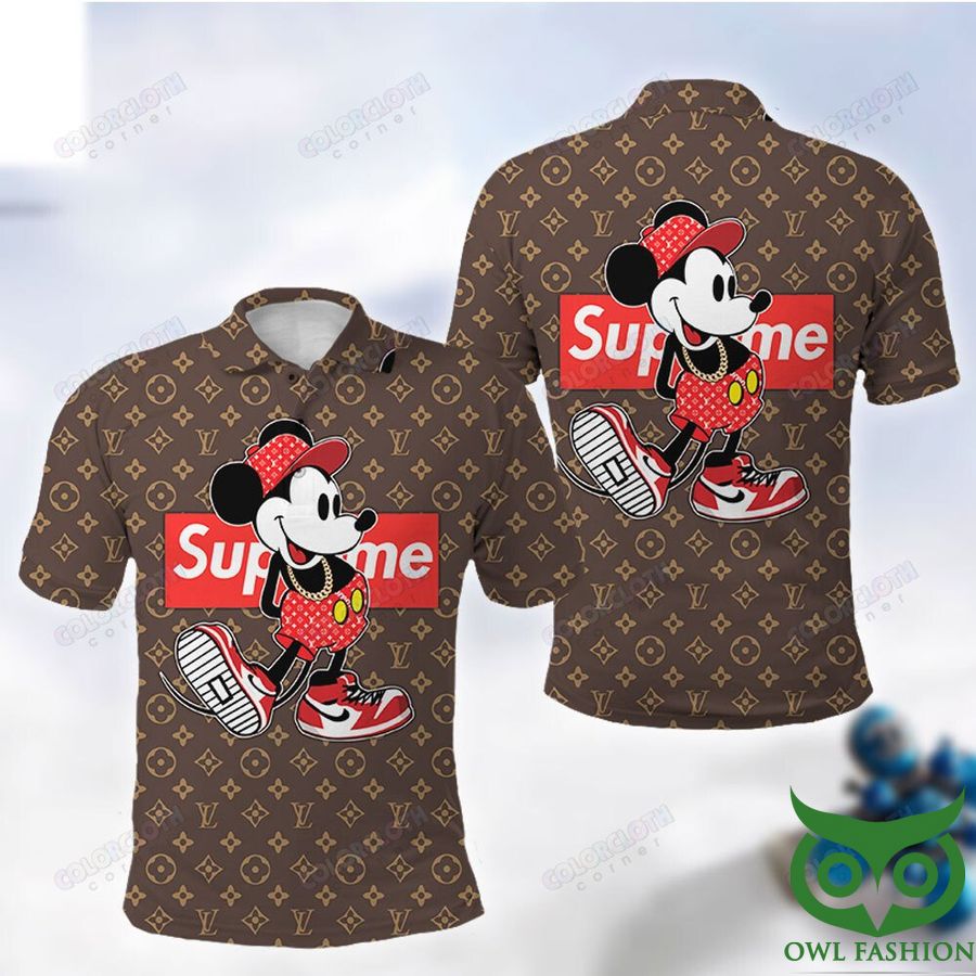 11 Luxury Louis Vuitton Mickey Mouse Brown 3D Polo