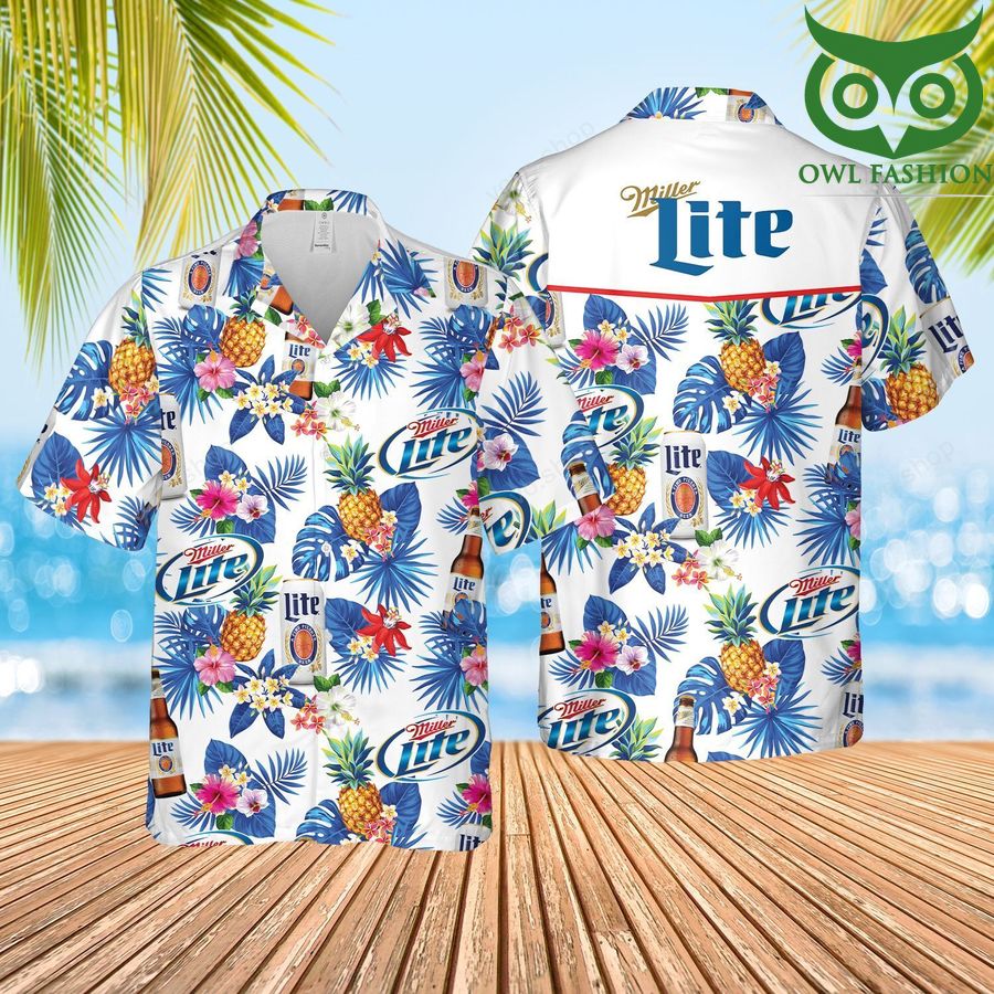 88 Miller Lite Beer Floral Hawaiian Shirt and Summer Shorts