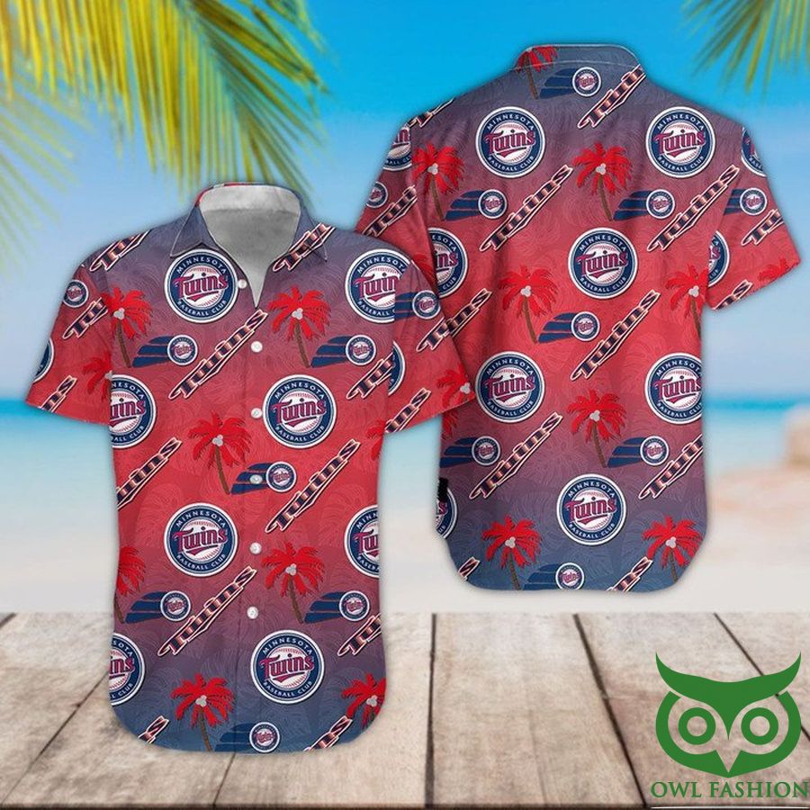43 Minnesota Twins Red Blue Gradient Hawaiian Shirt