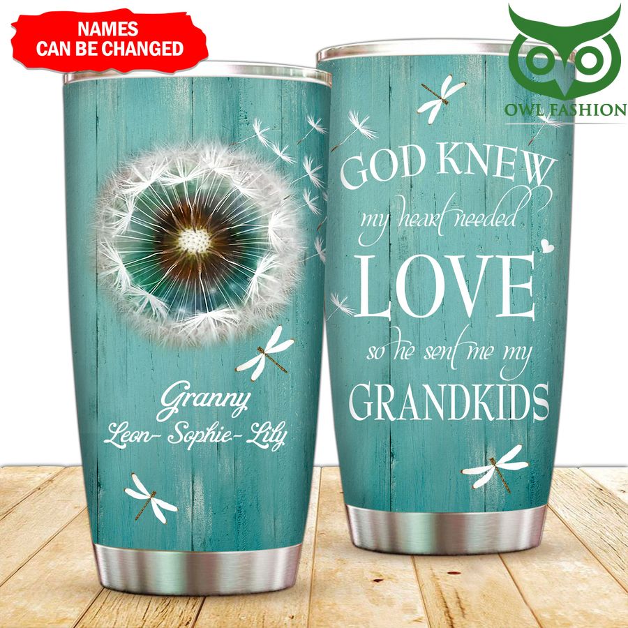 210 Personalized God Sent Me My Grandkids Tumbler cup