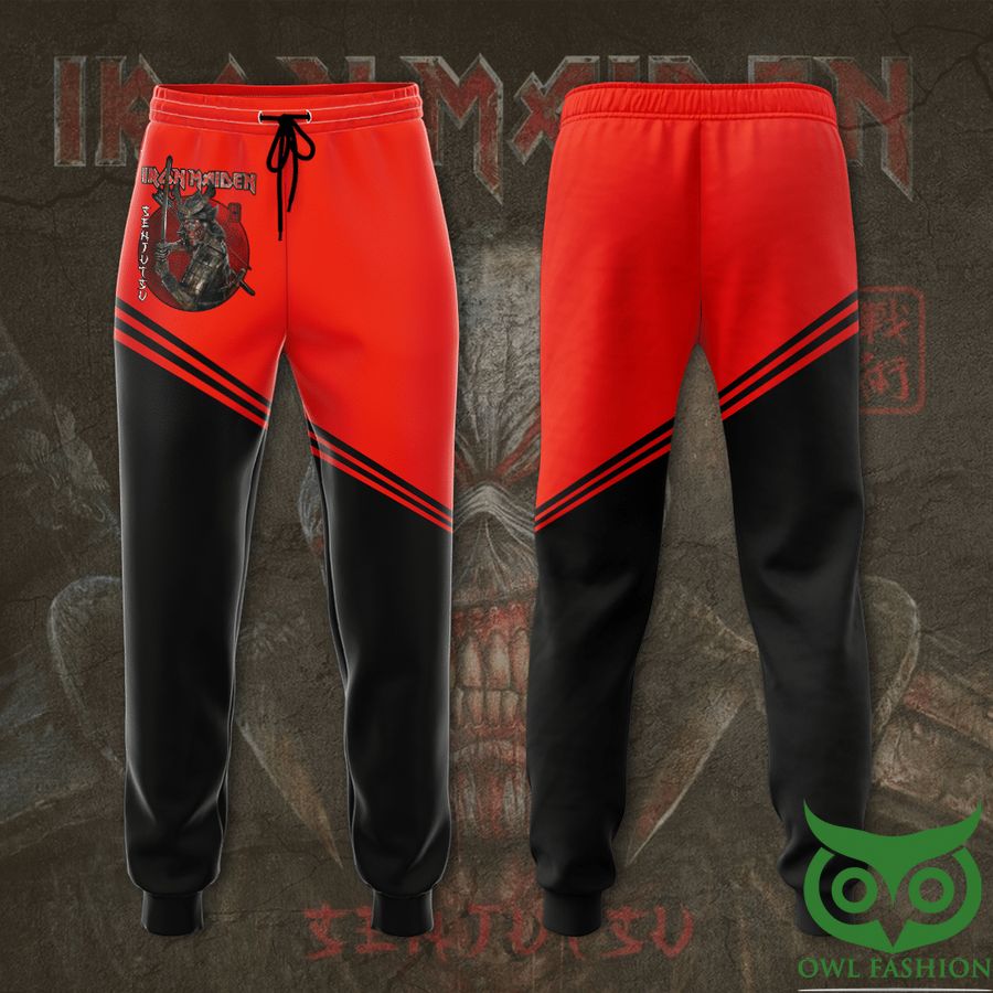 3 Iron Maiden Black and Red with Stripes 3D Sweatpants