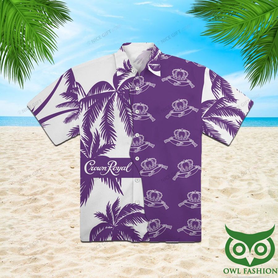 53 Crown Royal Dark Purple and White Coconut Hawaiian Shirt