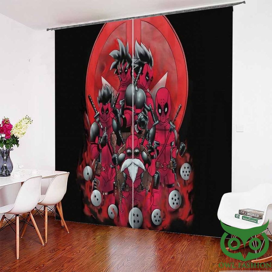 22 White Buttons With Deadpool Window Curtain