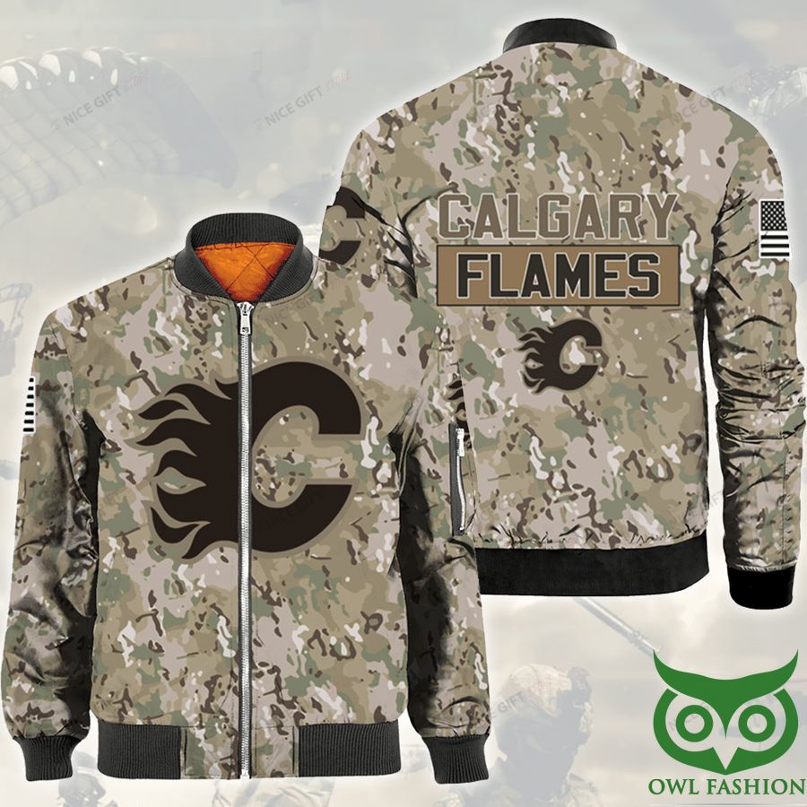 NHL Calgary Flames Camouflage Crewneck Sweatshirt - Owl Fashion Shop