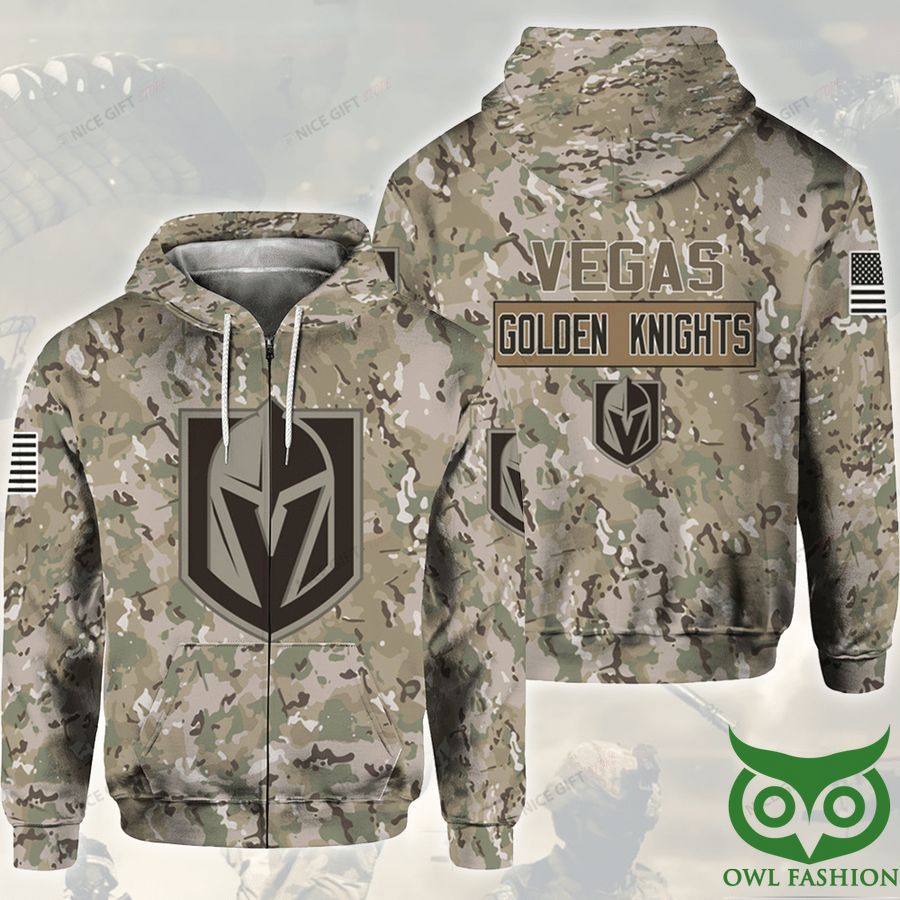 618 NHL Vegas Golden Knights Camouflage 3D Zip Hoodie