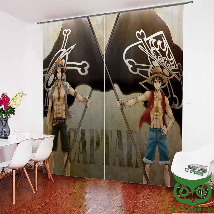 3 Luffy Captain Pirate Flag One Piece Window Curtain