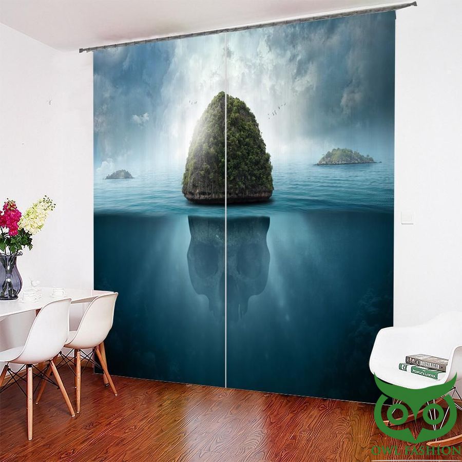 12 Big Island On Ocean For Nature Lovers Scene Window Curtain