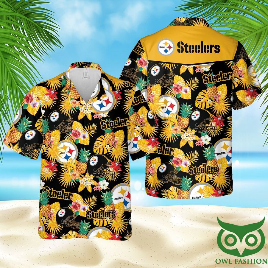 130 NFL Pittsburgh Steelers Pineapple Hawaiian Shirt and Shorts