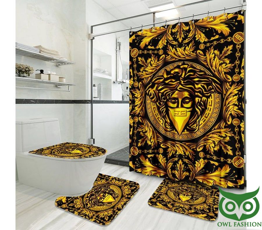 81 Versace Medusa Head Special Design Yellow Black Window Curtain