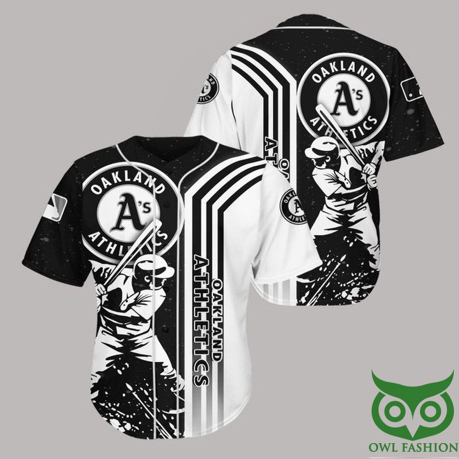 36 Oakland Athletics Black n White Baseball Jersey Shirt