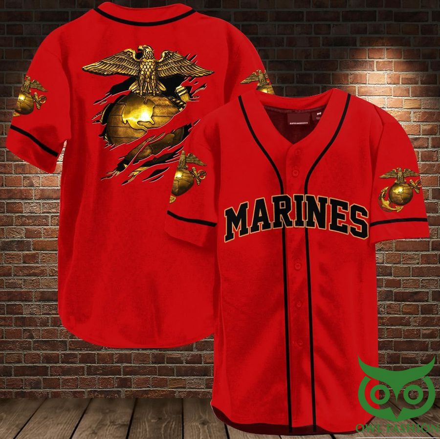 15 Marine Veteran Red Baseball Jersey Shirt
