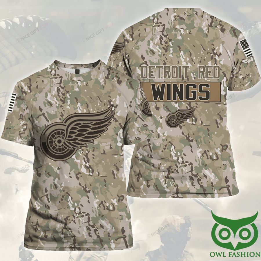 50 NHL Detroit Red Wings Camouflage 3D T shirt