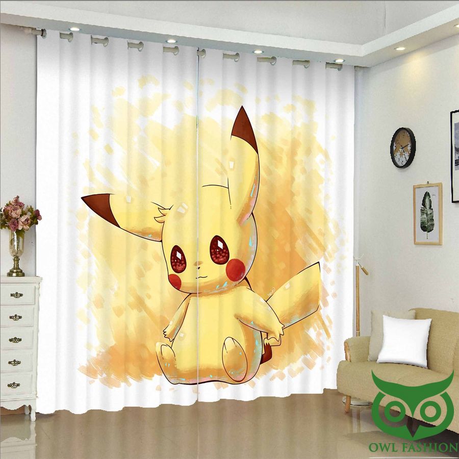 34 Dirty Pikachu Rainy Day Yellow White Window Curtain