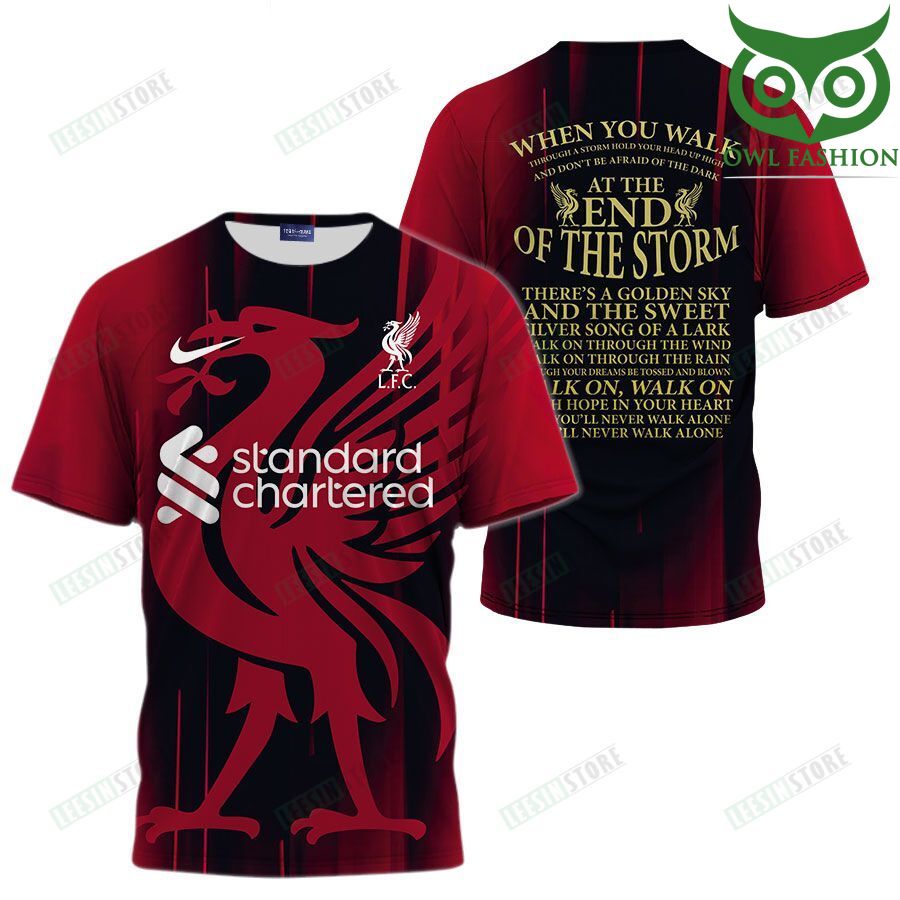 65 Liverpool FC Nike Standard Chartered Walk on dark red 3D printed shirt