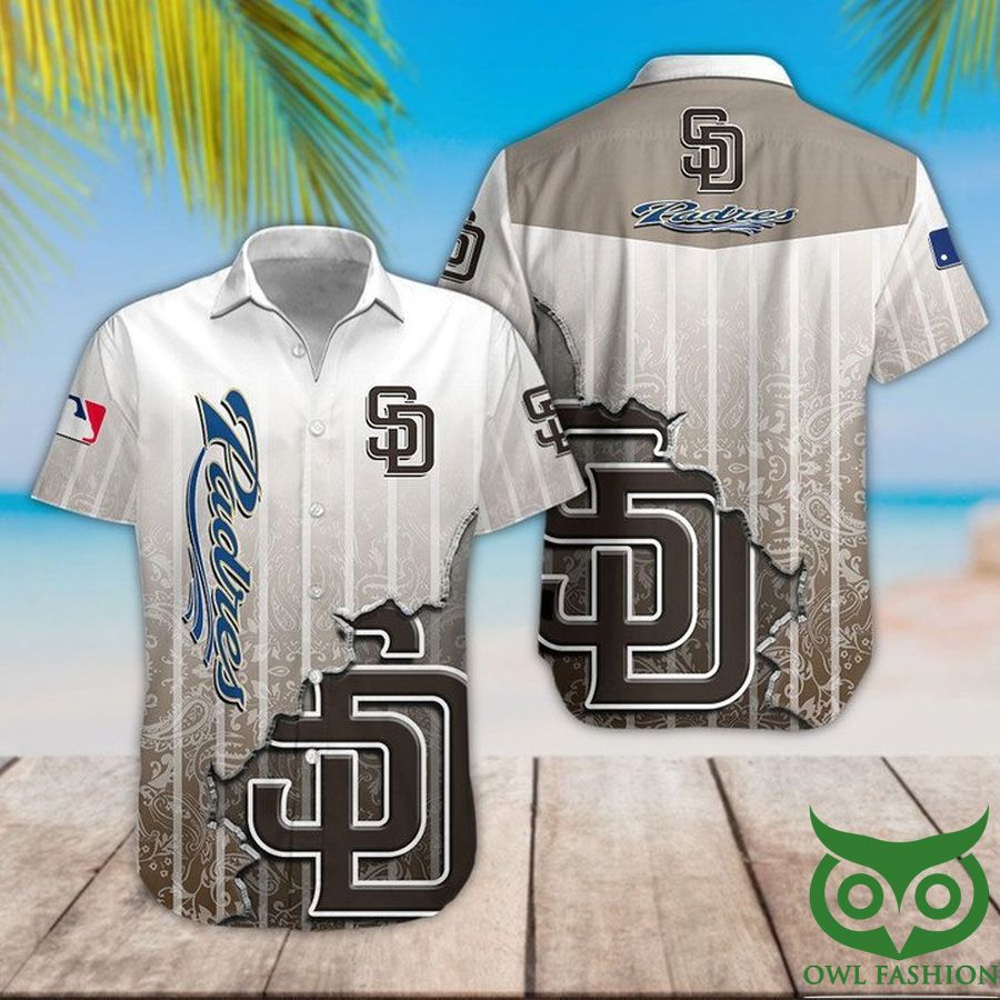 26 San Diego Padres Brown White Logo Hawaiian Shirt