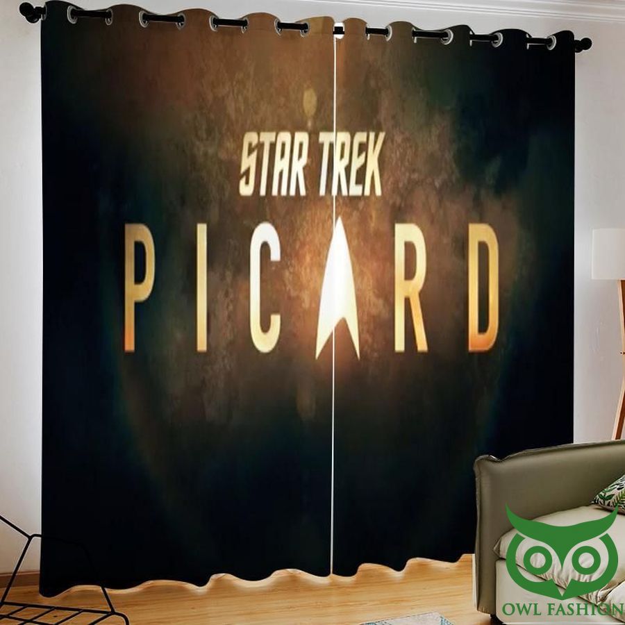 55 Star Trek Picard Gold Text Themed Window Curtain