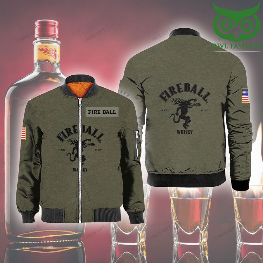 26 Fireball Whisky grey 3d Bomber Jacket
