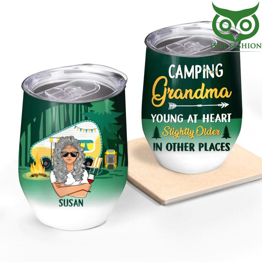 262 Personalized Camping Camping Grandma Wine Tumbler cup
