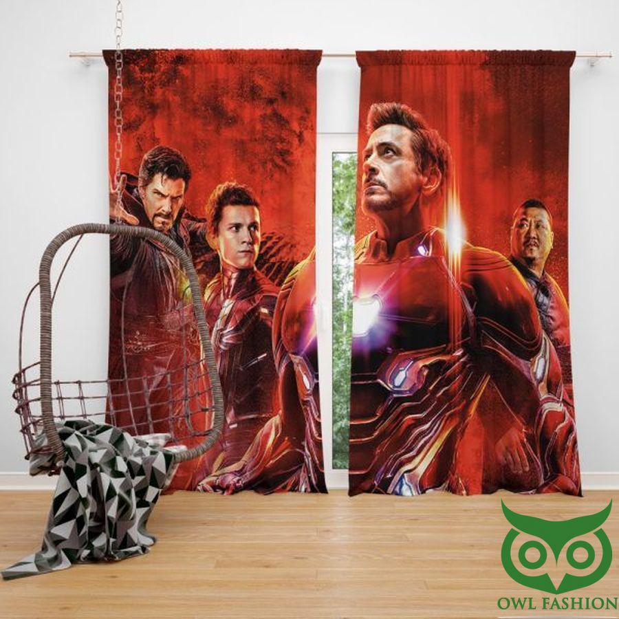 2 Avengers Infinity War Spider Man Iron Man Doctor Strange Window Curtain