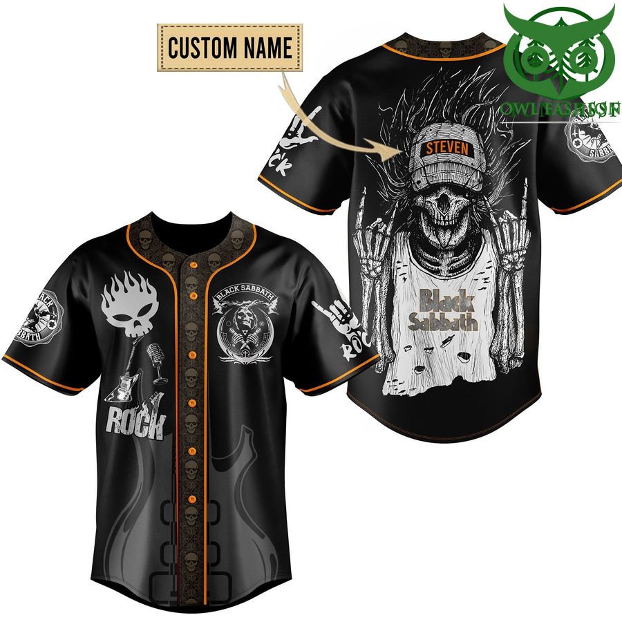 5 PREMIUM Black Sabbath custom name Hiphop skull baseball jersey shirt