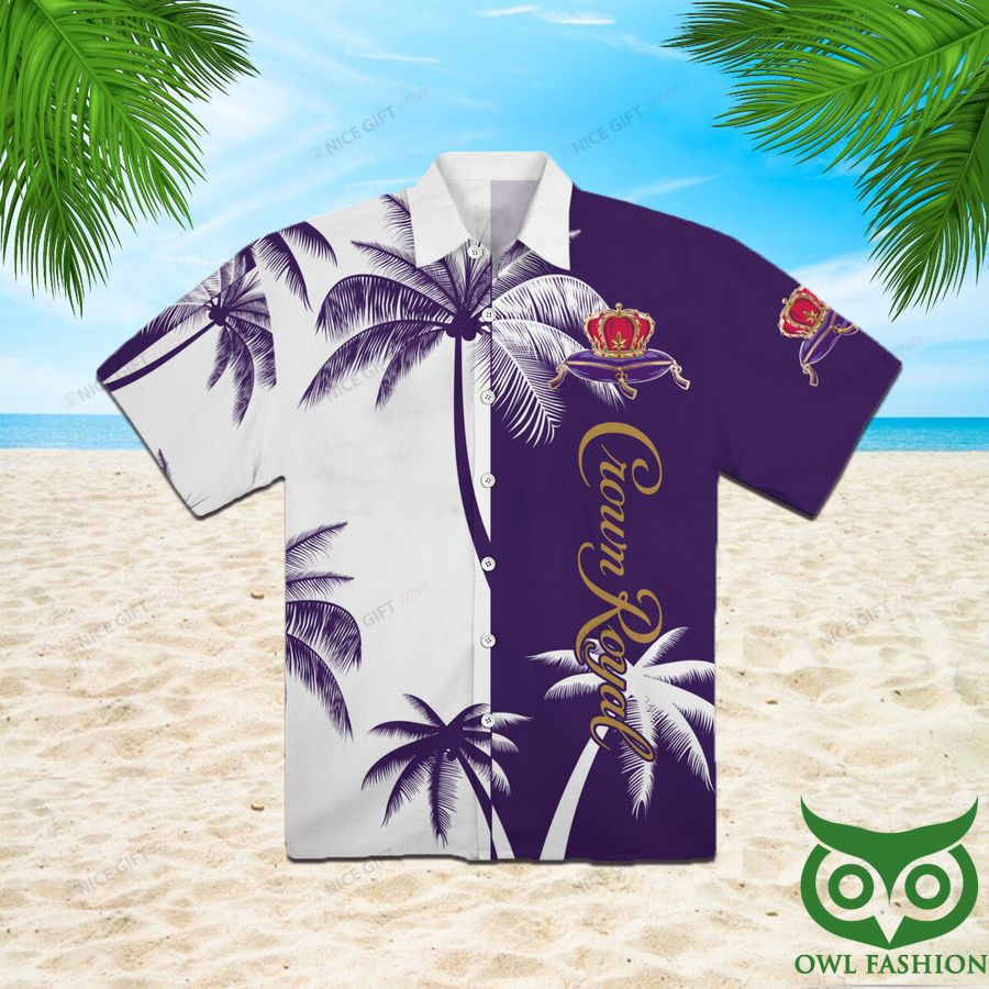 86 Crown Royal Purple and White with Logo Hawaiian Shirt