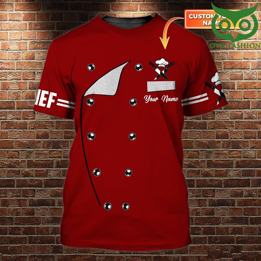 98 Personalized Name CHEF logo costume red 3D Tshirt