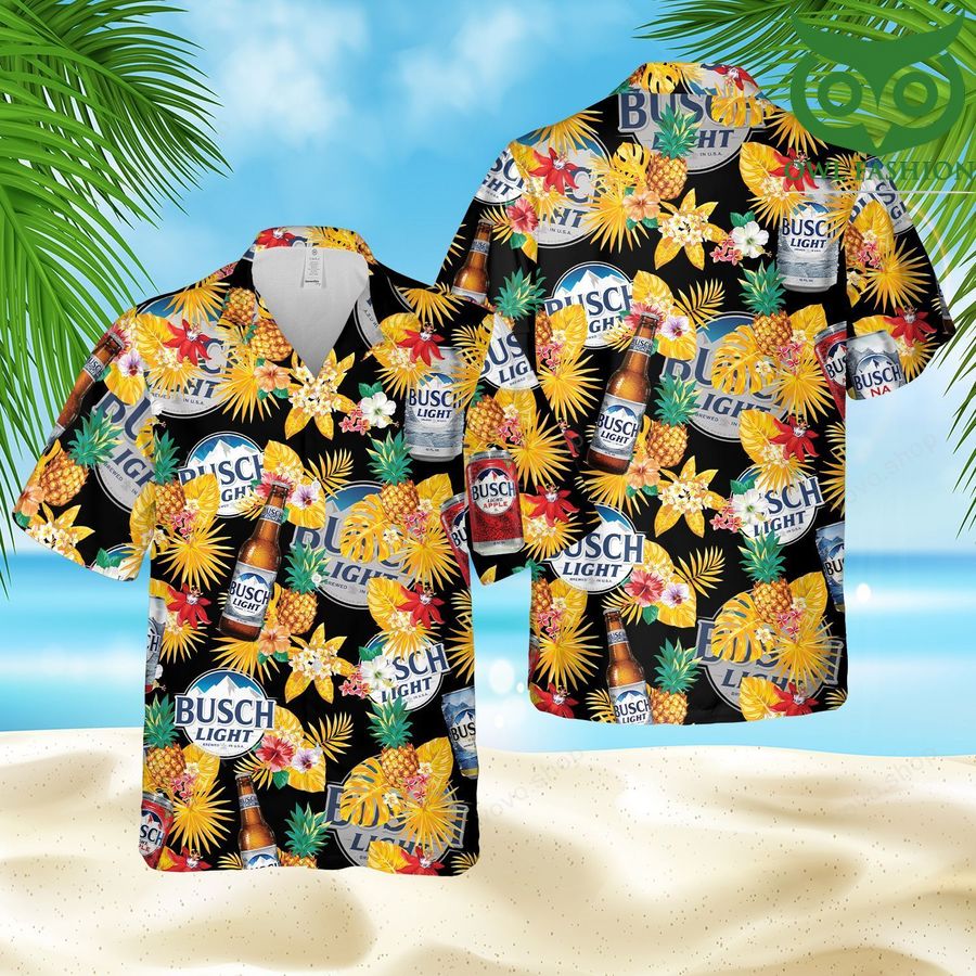 141 Busch Light Beer pineapple Hawaiian Shirt and Beach Shorts