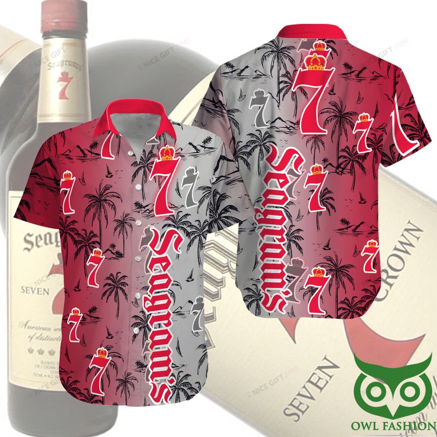 6 Seagrams Half Gray Half Red Hawaiian Shirt