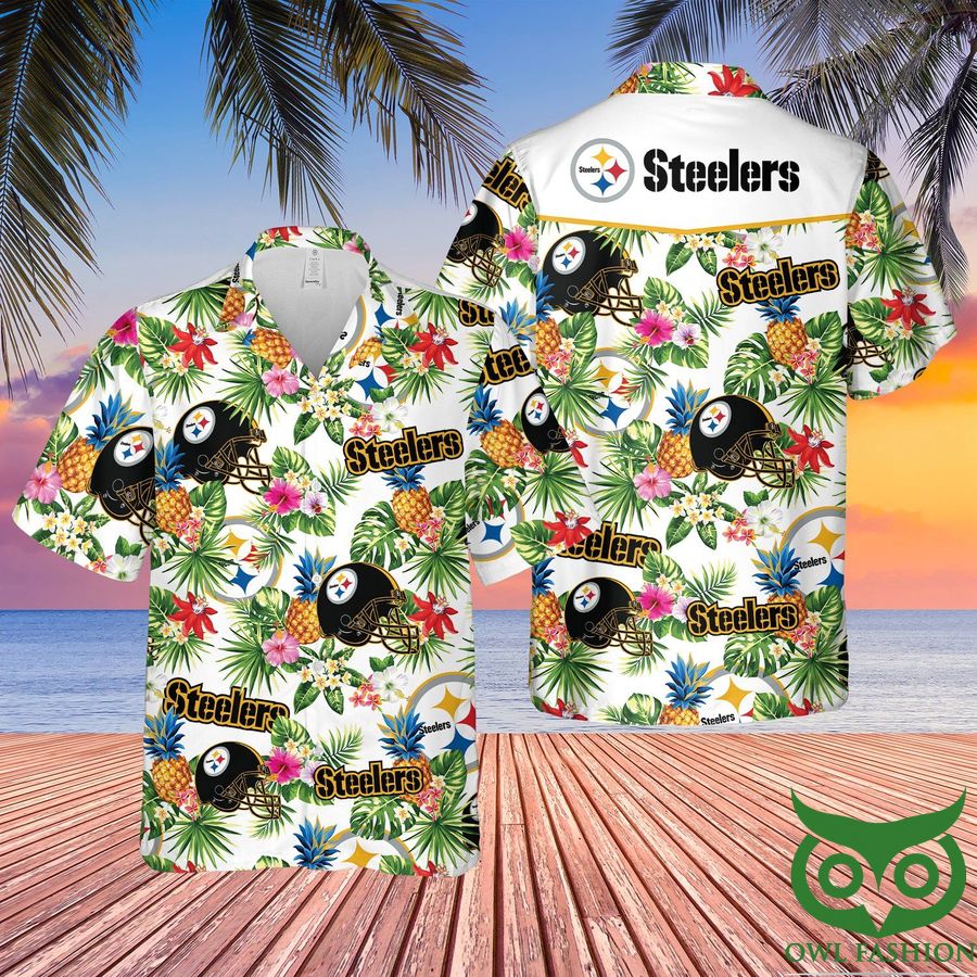134 NFL Pittsburgh Steelers White Hawaiian Shirt and Shorts