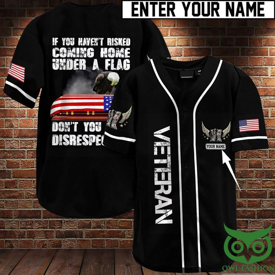 11 Custom Name VETERAN Black Baseball Jersey Shirt