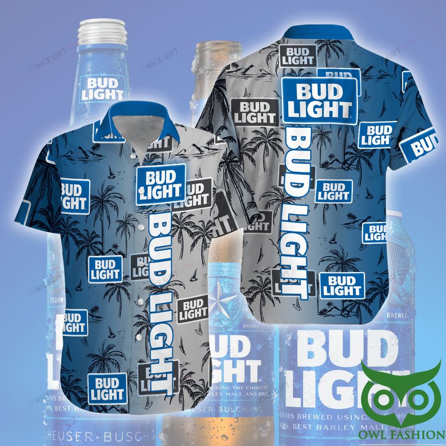 82 Bud Light Gradient Gray and Blue Hawaiian Shirt