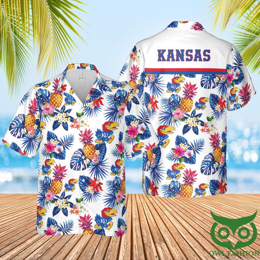 Kansas Jayhawks White Pineapple Hawaiian Shirt