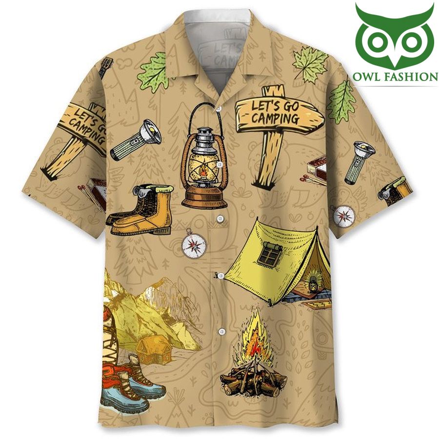 Let's go CAMPING vintage HAWAIIAN SHIRT