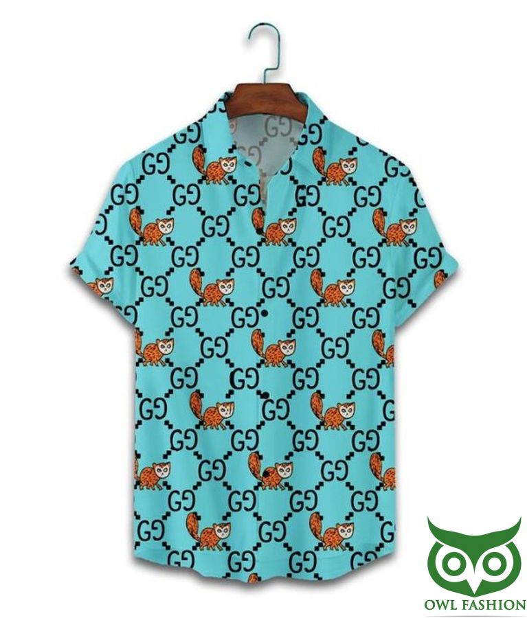 10 Limited Edition Gucci Turquoise Fox Hawaiian Shirt Shorts
