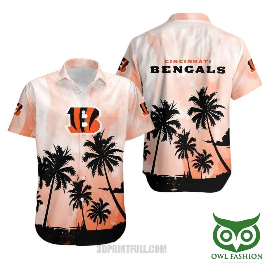 NFL Cincinnati Bengals Coconut Trees Sunset Hawaiian Shirt