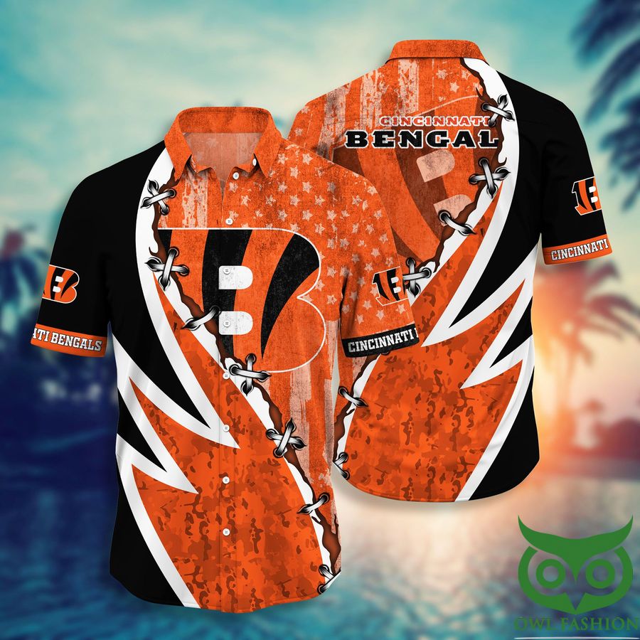 NFL Cincinnati Bengals Orange Black White Strings Hawaiian Shirt