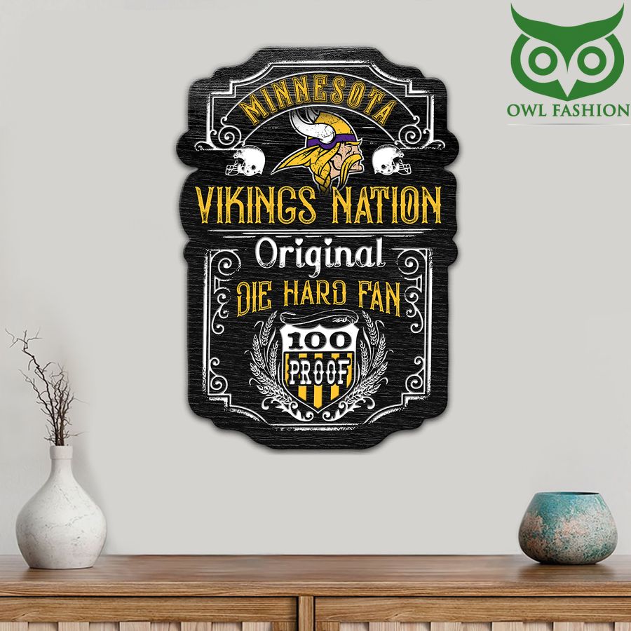 Die Hard Fan Minnesota Vikings Nation 100 Proof Metal Cut Sign