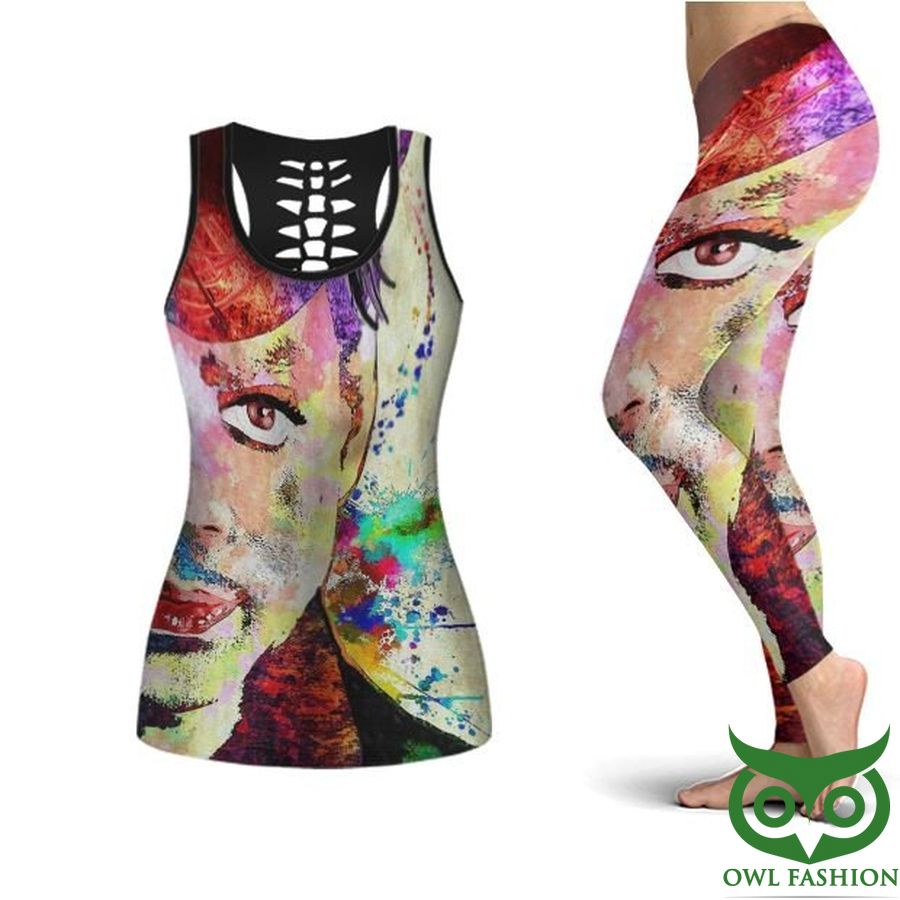 The Artist Prince Half Face Artistic Beige Tank Top and Leggings