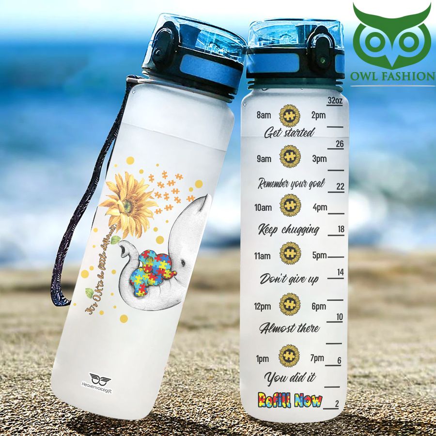 Autism It's Ok to Be Little Different Water Tracker Bottle 