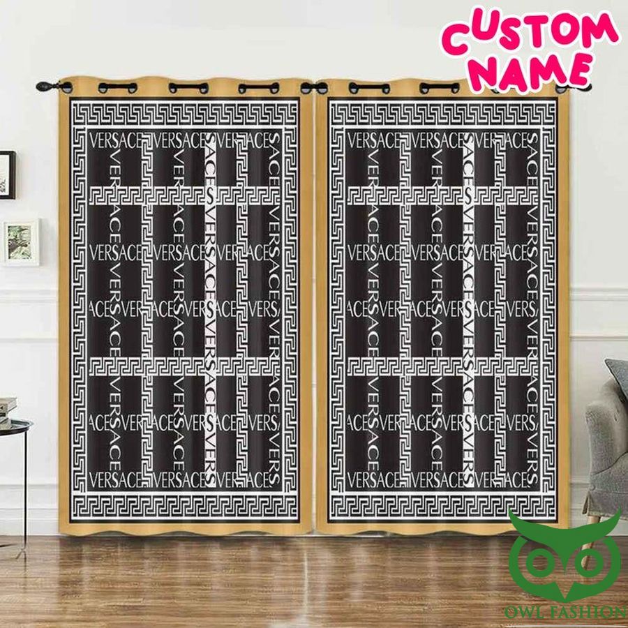 Luxury Versace Black and White Greca Pattern Window Curtain