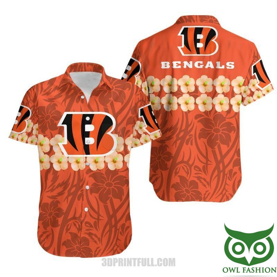 NFL Cincinnati Bengals Flower and Logo Hawaiian Shirt