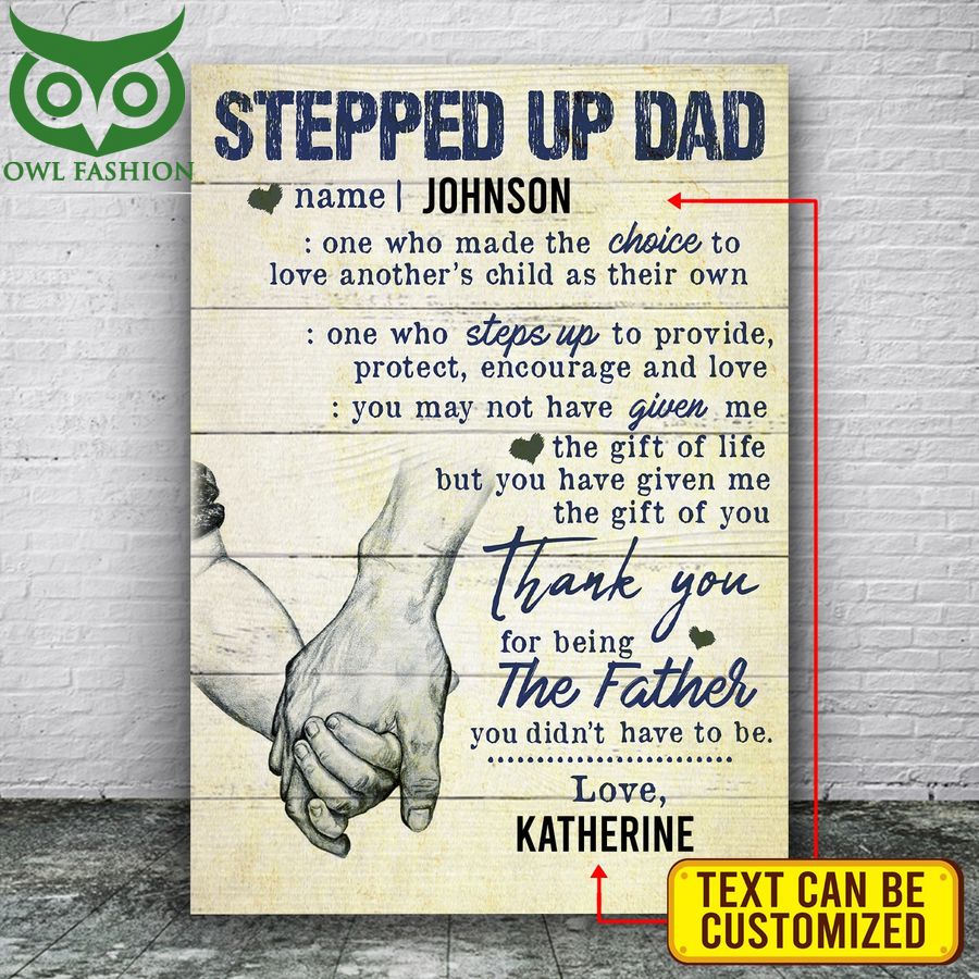 Personalized Stepped Up Dad Hand In Hand Canvas