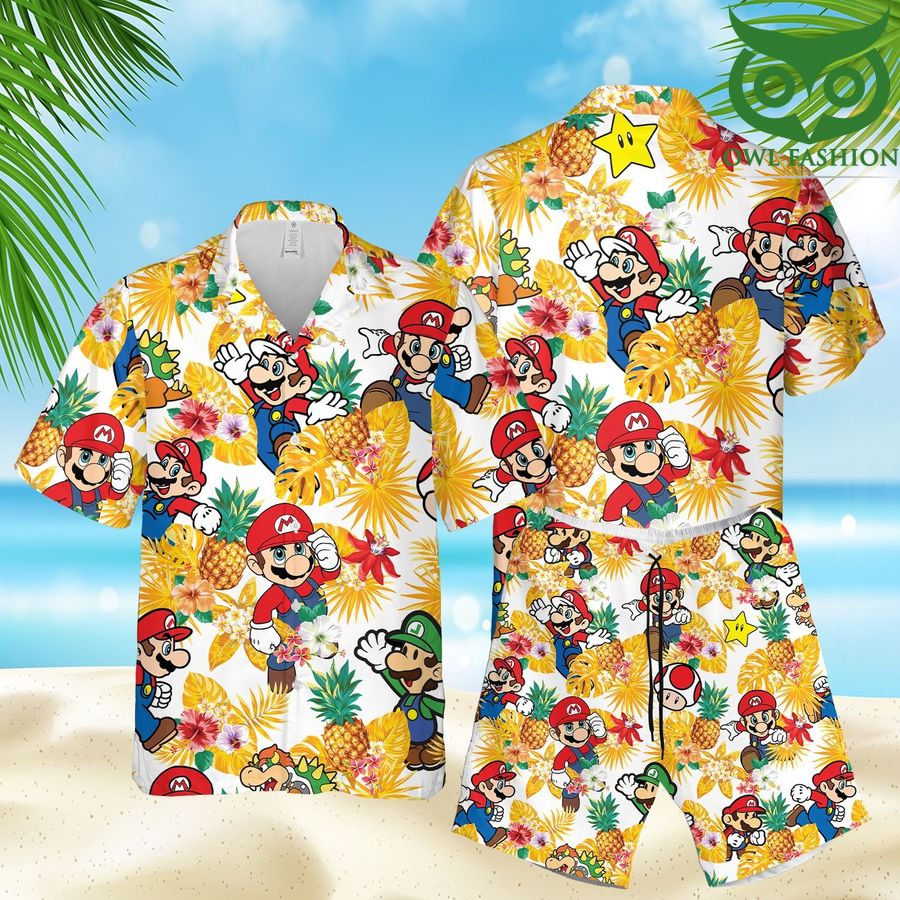 Super Mario game 3D Hawaii Shirts Shorts summer