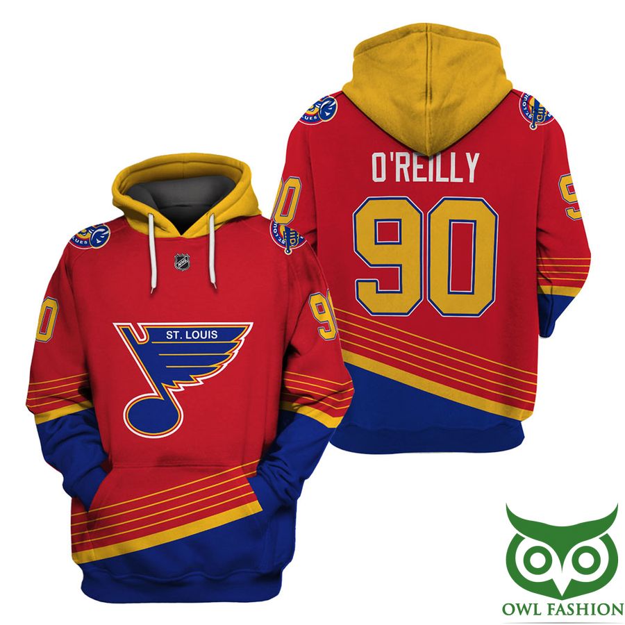 NHL ST LOUIS BLUES Ryan O'Reilly 90 3D Hoodie red and T-shirt