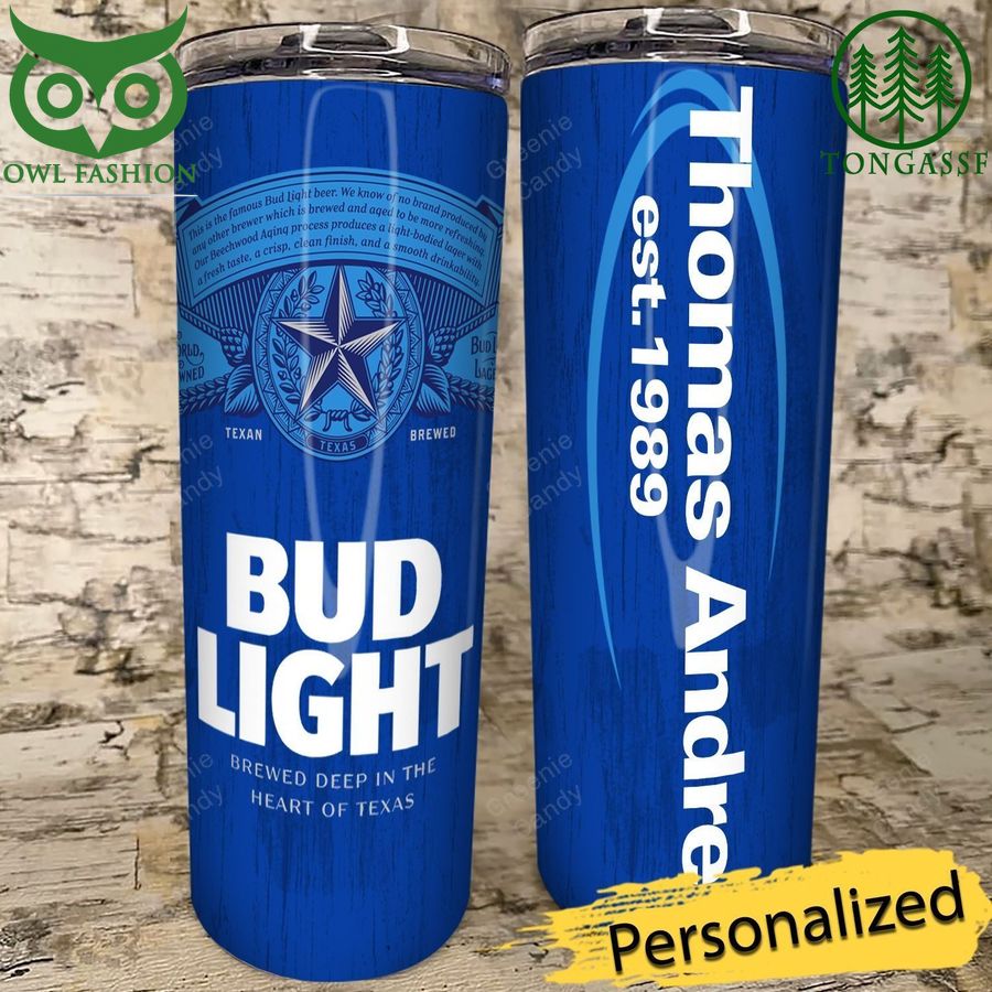 Personalized Bud Light Beer Texas Brewed Skinny Tumbler