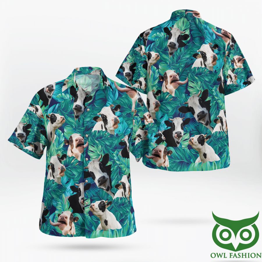 Dairy Cow Pattern Hawaiian Beach Shirt