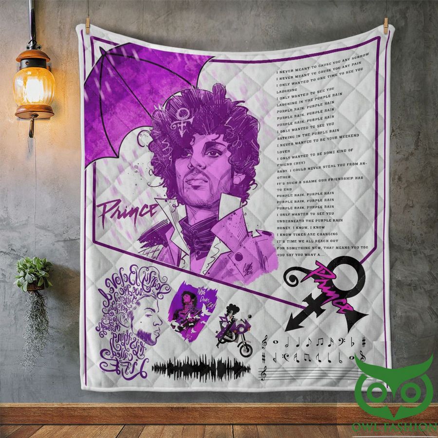 The Artist Prince Purple Ivory White Quilt Blanket