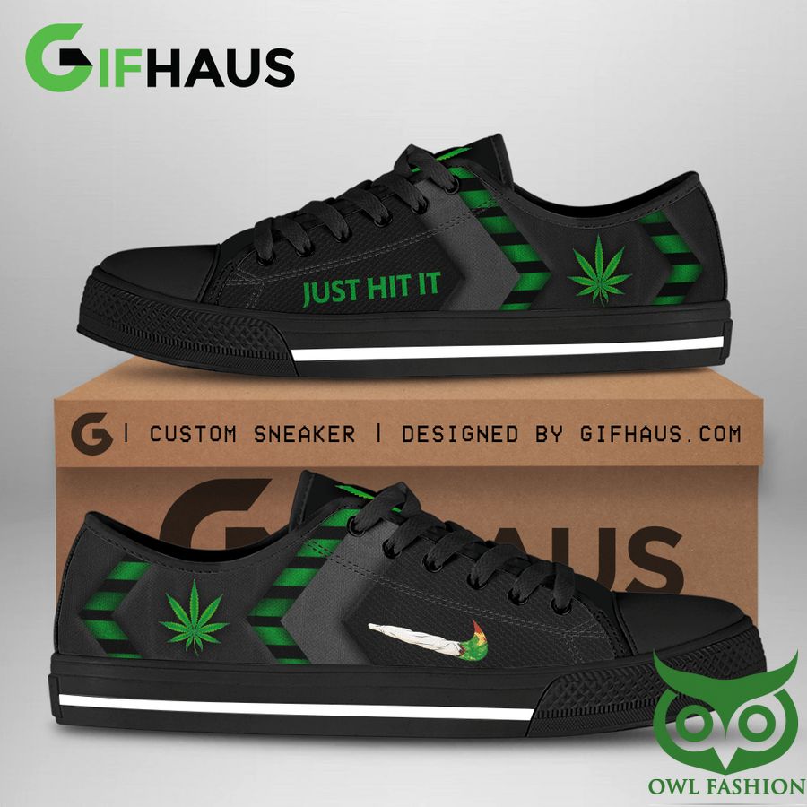 Just Hit It Green Black with Weed and Nike Logo Stan Smith