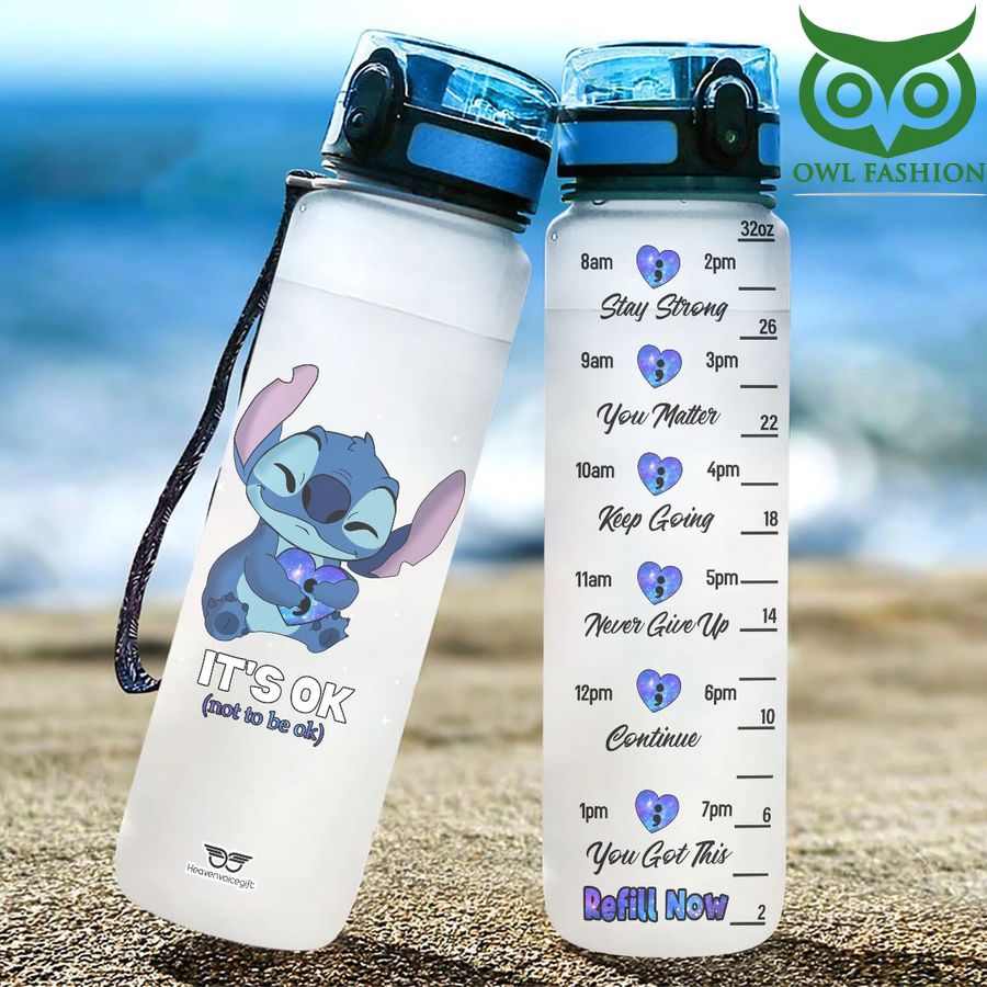 Stitch Suicide Awareness It's Ok Not to Be Ok Water Tracker Bottle 